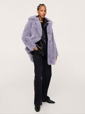 Mango Faux Fur Coat. Size XS